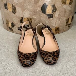 Christian Louboutin Patent Leopard Wedges 35 1/2